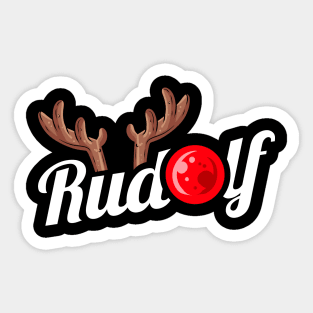 Rudolph The Reindeer Antlers Red Nose Christmas Sticker